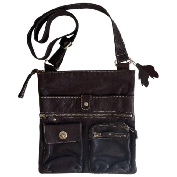 Roots Unisex VTG Venetian Village Leather Crossbody Bag - Picture 1 of 10